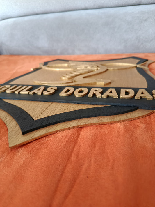 VECTOR DEL ESCUDO EN CAPAS DEL CLUB DE FÚTBOL ÁGUILAS DORADAS - SVG - AI - LIGHTBURN - DXF