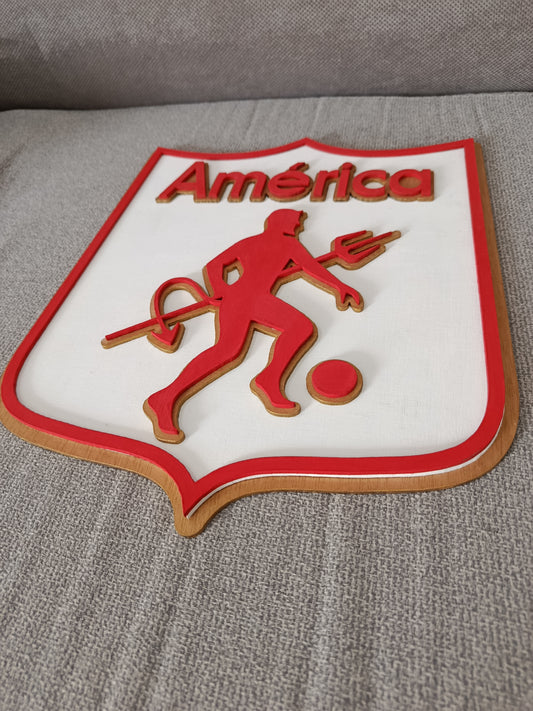 VECTOR DEL ESCUDO EN CAPAS DEL AMÉRICA DE CALI - 37 CM DE ALTURA - SVG - AI - LIGHTBURN - DXF