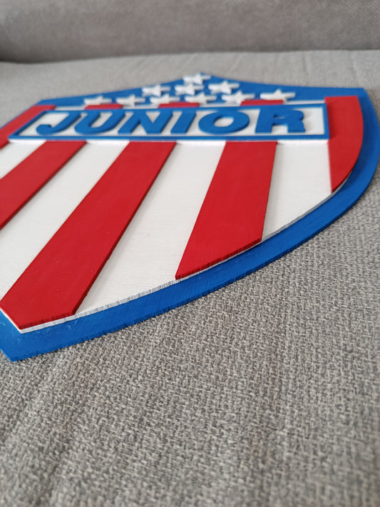 VECTOR EN CAPAS DEL ESCUDO DEL JUNIOR DE BARRANQUILLA FC - CORTE LÁSER - SVG - AI - DXF - LIGHTBURN