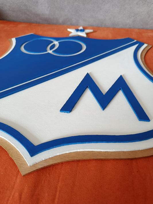 VECTOR EN CAPAS DEL ESCUDO DE MILLONARIOS FC - CORTE LÁSER - SVG - AI - DXF - LIGHTBURN